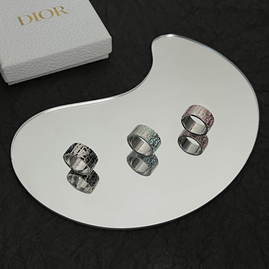 18K Dior Monogram Enamel Ring